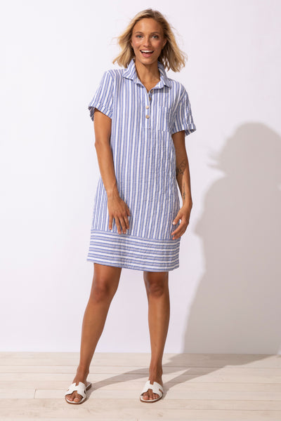 ESCAPE - SEAPORT STRIPE MARINA SHIRT DRESS - 82370 - 2 Colours
