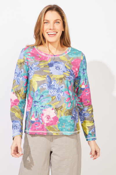 ESCAPE - BOTANICAL BLOOMS PERFECT COTTON SLUB LAYER TEE - E91201