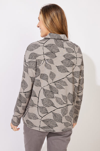 ESCAPE - SHADED LEAVES 1/4 ZIP TOP - E96112