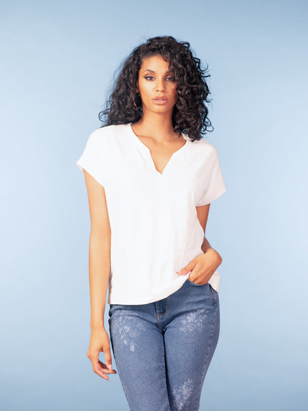 ALISON SHERI - HENLEY COTTON TEE - A47431