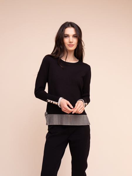ALISON SHERI - CREW NECK SWEATER WITH BOW DETAIL - A48041 - 2 colours