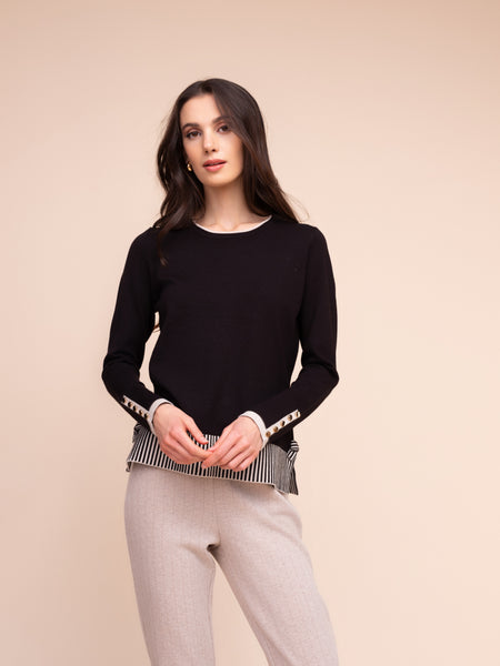 ALISON SHERI - CREW NECK SWEATER WITH BOW DETAIL - A48041 - 2 colours