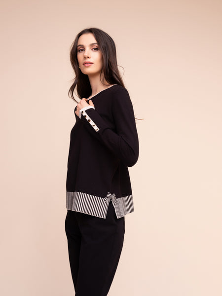 ALISON SHERI - CREW NECK SWEATER WITH BOW DETAIL - A48041 - 2 colours