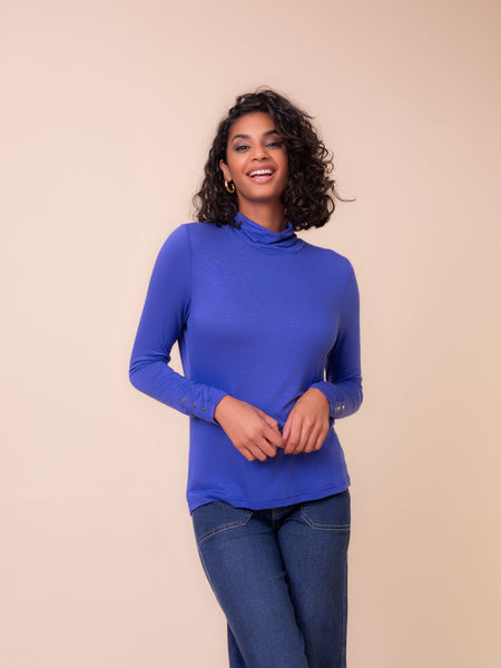 ALISON SHERI - LIGHTWEIGHT TURTLENECK WITH SNAP SLEEVE DETAIL- A48047 - 2 colours