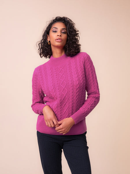 ALISON SHERI - MOCK NECK CABLE KNIT SWEATER - A48120 - 3 Colours