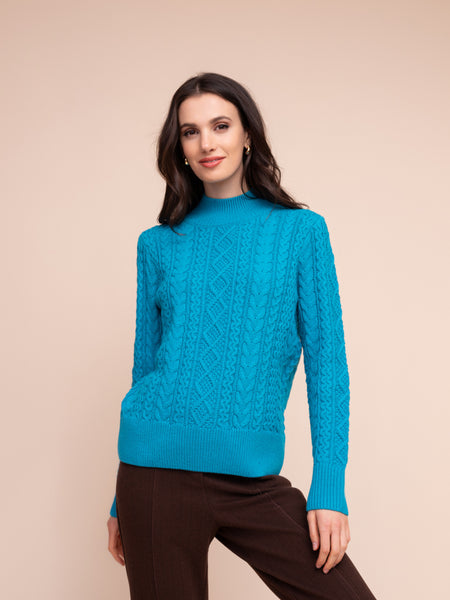 ALISON SHERI - MOCK NECK CABLE KNIT SWEATER - A48120 - 3 Colours