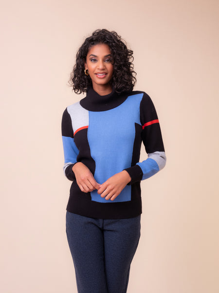 ALISON SHERI -COLOUR -BLOCK COTTON SWEATER - A48345