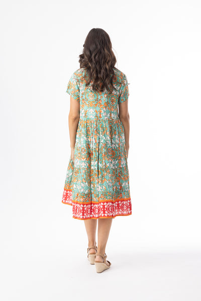 ORIENTIQUE  - ARAYA BORDER PRINT DRESS - 81333