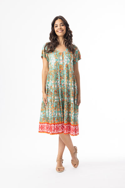 ORIENTIQUE  - ARAYA BORDER PRINT DRESS - 81333