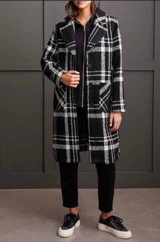 TRIBAL - PLAID DUSTER COAT - 5571O- 4384 - BLACK / IVORY