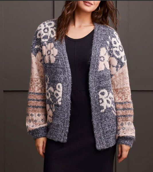 TRIBAL - JACQUARD SWEATER CARDIGAN - 19750-8083