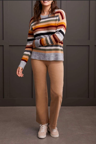 TRIBAL - STRIPE CREW NECK SWEATER - 1970O-8029 - BORDEAUX