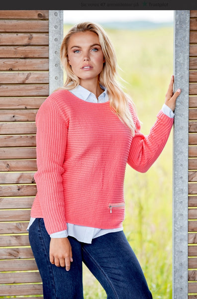 SKOVHUUS - ORGANIC COTTON RIB W/ ZIP DETAIL SWEATER - 5353-   13  Colours