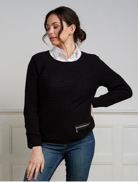 SKOVHUUS - ORGANIC COTTON RIB W/ ZIP DETAIL SWEATER - 5353-   13  Colours