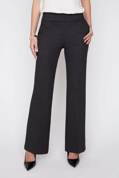 RENUAR - HERRINGBONE STRIPE KNIT PULL-ON FLARE LEG PANT- R11075-E3104