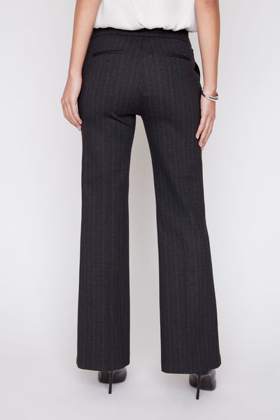 RENUAR - HERRINGBONE STRIPE KNIT PULL-ON FLARE LEG PANT- R11075-E3104