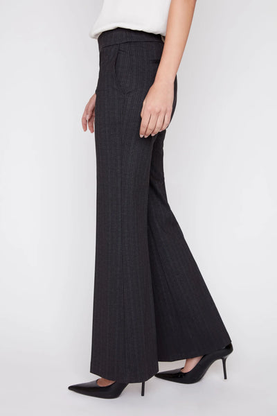 RENUAR - HERRINGBONE STRIPE KNIT PULL-ON FLARE LEG PANT- R11075-E3104