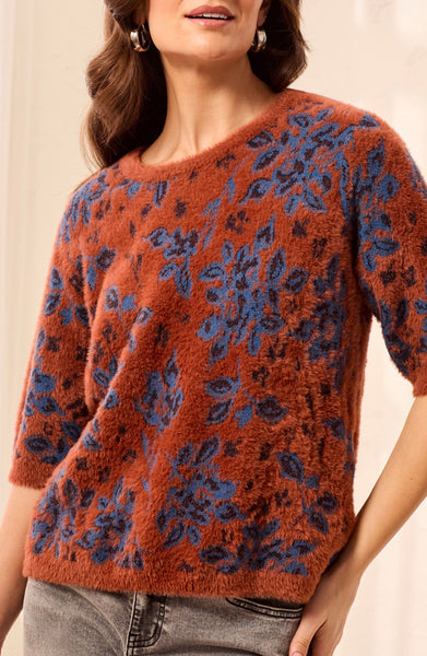 TRIBAL - ELBOW SLEEVE CREW NECK SWEATER - 3244O-8321