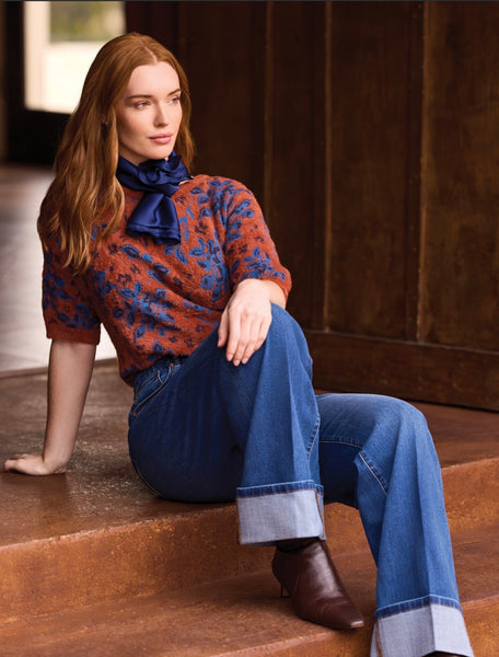 TRIBAL - ELBOW SLEEVE CREW NECK SWEATER - 3244O-8321