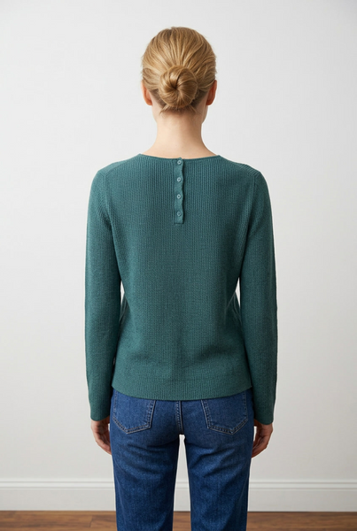 MANSTEAD - MOMENT ORGANIC COTTON SWEATER WITH BACK BUTTON DETAIL - 3 colours
