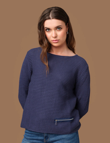 SKOVHUUS - IRENE - ORGANIC COTTON RIB W/ ZIP DETAIL SWEATER - 5353- 9 colours