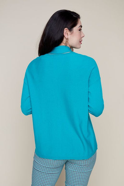 RENUAR - V NECK 3/4 SLEEVE SWEATER W/ SCARF- R6689-3391 - 2 Colours