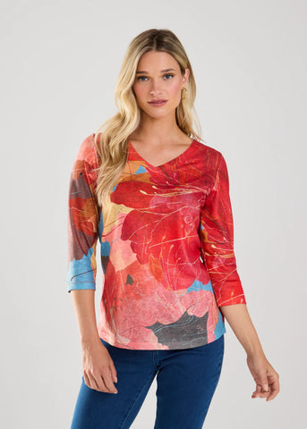 FDJ - CHEERY 3/4 SLEEVE V NECK TOP -3474451