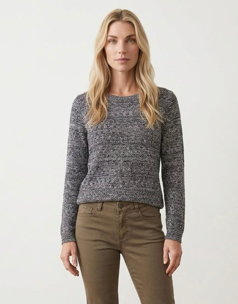 SKOVHUUS - MARL STRIPE CREW NECK SWEATER - 4400 - 2 Colours