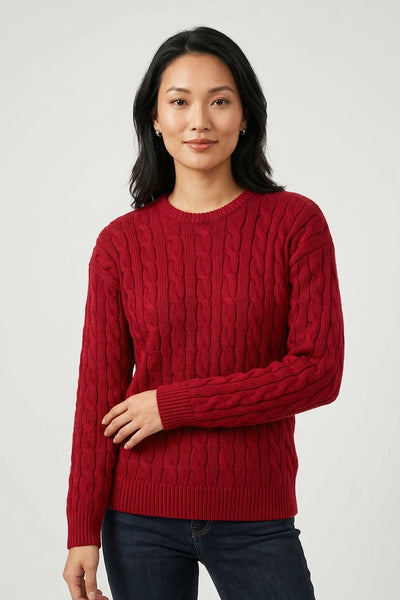 CANADA KNITWEAR - COTTON CREW NECK CABLE SWEATER - 7004 - 3 colours