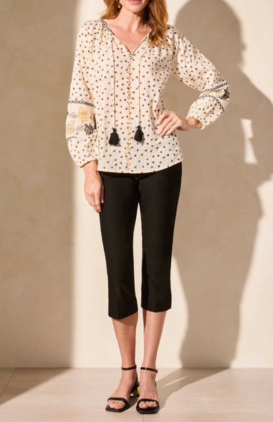 TRIBAL - EMBROIDERED & FANCY TRIM BLOUSE - 5801O-5270