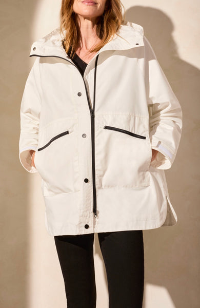 TRIBAL - WHITE HOODED  WATER REPELLENT JACKET - 2176O-2938