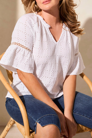 TRIBAL - RAGLAN SLEEVE BLOUSE W/ FLOUNCE SLEEVE - 5827O-5300