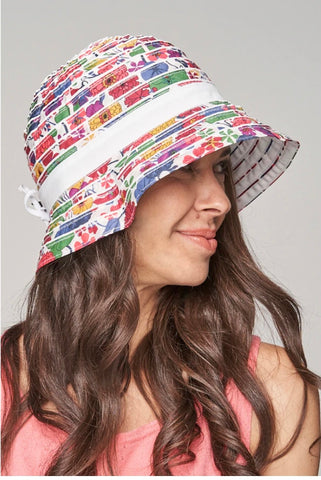 PARKHURST- SPF 50 ULTIMATE LIGHT WEIGHT REVERSIBLE  BUCKET HAT - FLORAL / WHITE