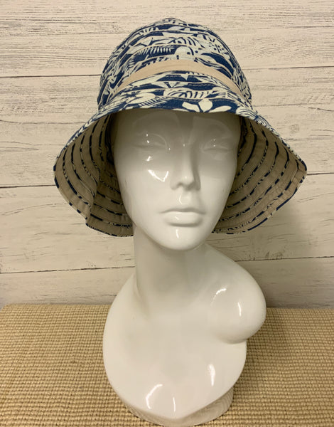 PARKHURST - SPF 50 ULTIMATE LIGHT WEIGHT REVERSIBLE BUCKET HAT - DENIM / NATURAL