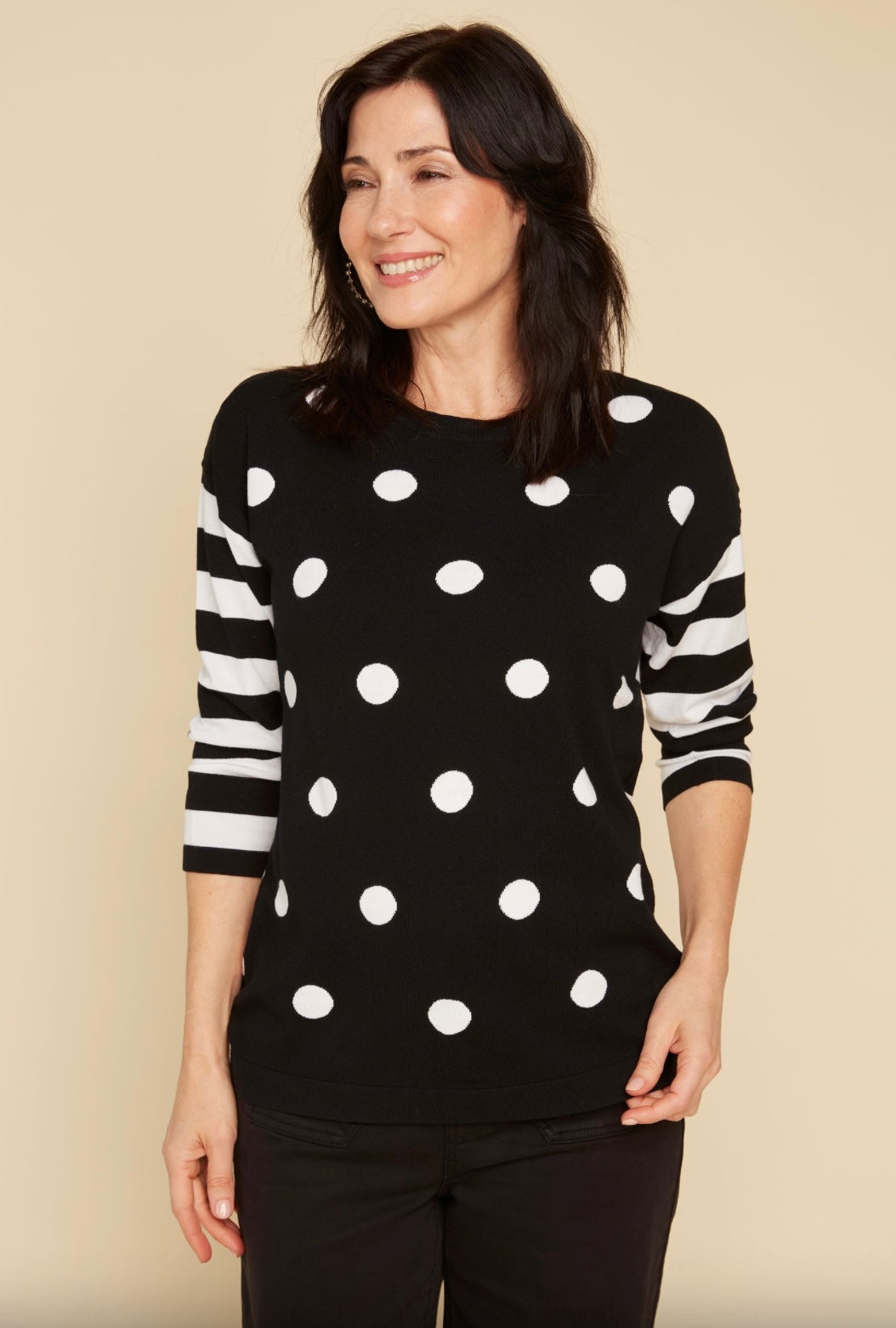 RENUAR - DOT / STRIPE COMBO SWEATER - R6926-3956