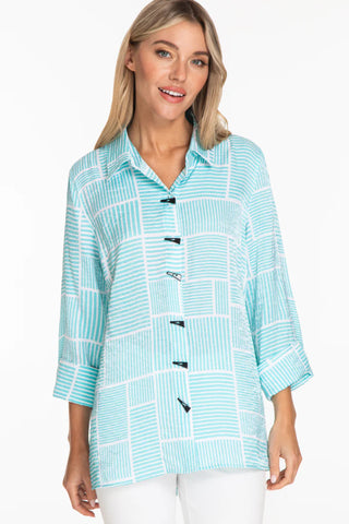 MULTIPLES - TURN-UP CUFF BUTTON FRONT SHIRT - M14306BM - 2 COLOURS
