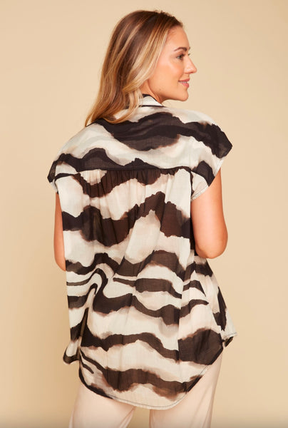 RENUAR - ZEBRA PRINT COTTON VOILE BLOUSE - R5184-442