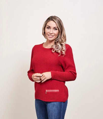 SKOVHUUS - ORGANIC COTTON RIB W/ ZIP DETAIL SWEATER - 5353-  8 Colours
