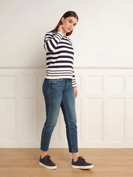 SKOVHUUS - CLASSIC NAVY STRIPE SWEATER - 3837