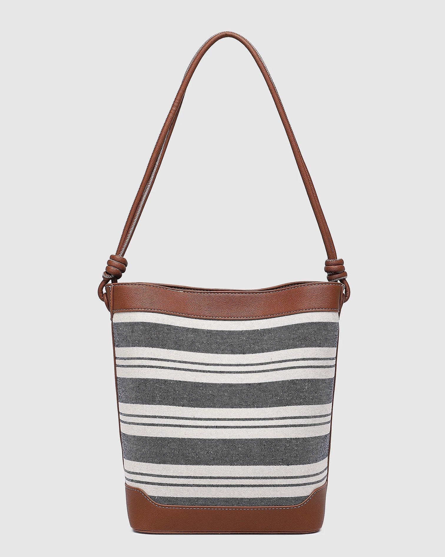 LOUENHIDE - NAPLES CANVAS NAVY STRIPE BUCKET BAG