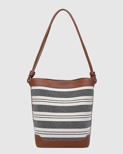 LOUENHIDE - NAPLES CANVAS NAVY STRIPE BUCKET BAG