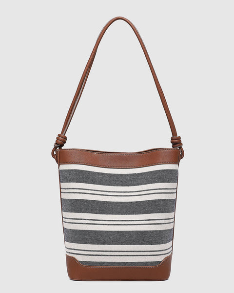LOUENHIDE - NAPLES CANVAS NAVY STRIPE BUCKET BAG