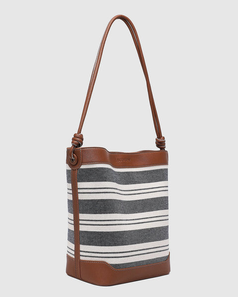 LOUENHIDE - NAPLES CANVAS NAVY STRIPE BUCKET BAG