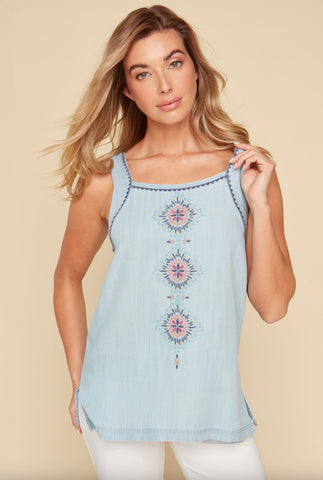 RENAUR - EMBROIDERED CHAMBRAY CAMI - R5173-E3029
