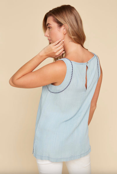 RENAUR - EMBROIDERED CHAMBRAY CAMI - R5173-E3029