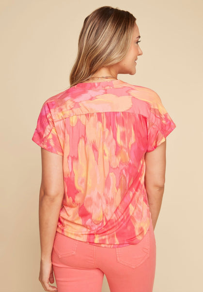 RENUAR - CORALLY COMBO CAP SLEEVE TOP -R7786-51K