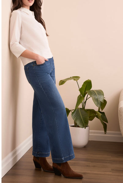 TRIBAL - AUDREY PULL ON WIDE JEANS - 5858O-5100 - 2 Colours