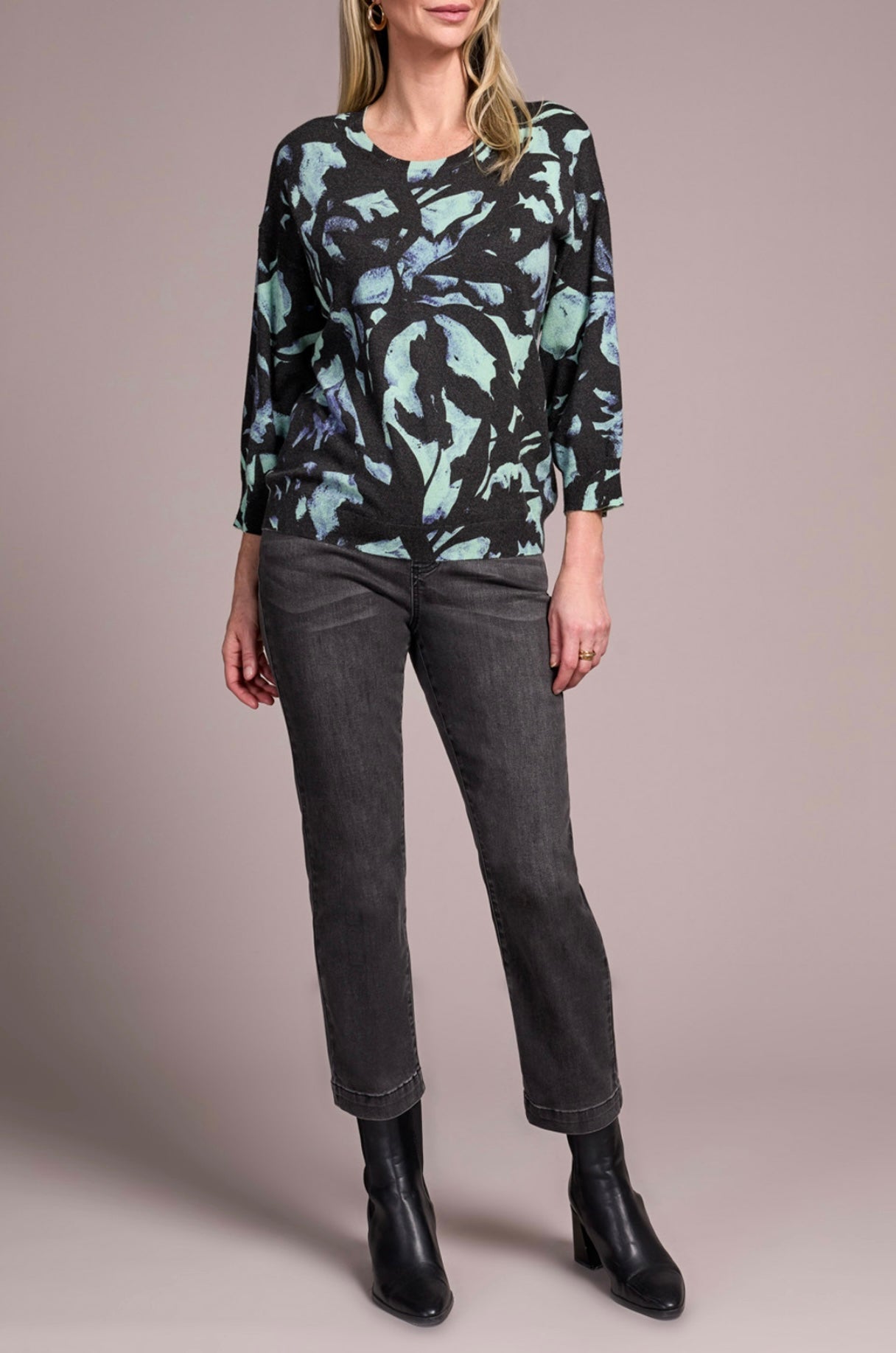 TRIBAL - SOFT YARN 3/4 SLEEVE SWEATER - 2175O-8169 - MINT