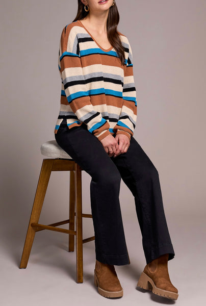 TRIBAL - MULTI STRIPE COTTON SWEATER - 2254O-576 - 3 Colours