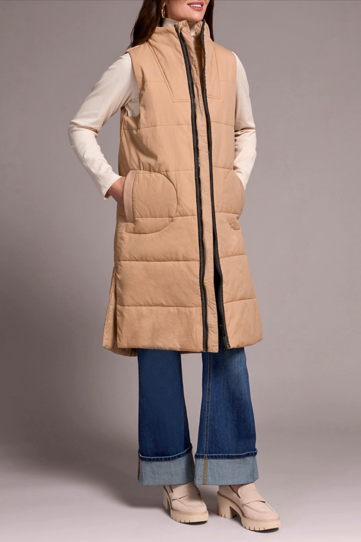 TRIBAL - ZIP FRONT QUILTED  VEST- 2314O-3823 - 3 Colours